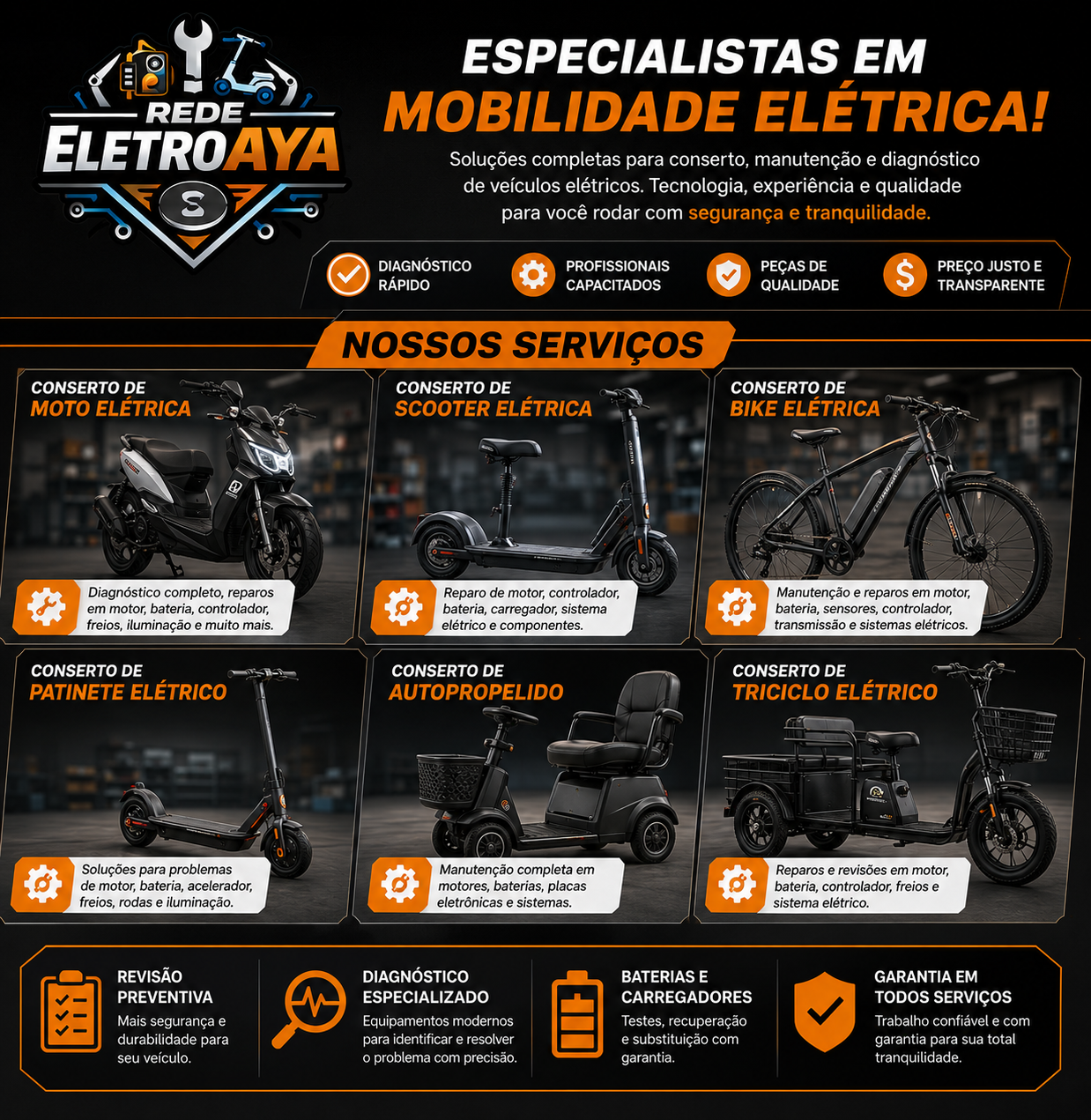 ELETRO AYA | Especializada em Conserto de Moto Elétrica, Scooter Elétrica, Bike Elétrica e Patinete Elétrico na Zona Leste de São Paulo